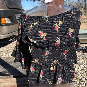 Super cute off the shoulder waste snatching blouse